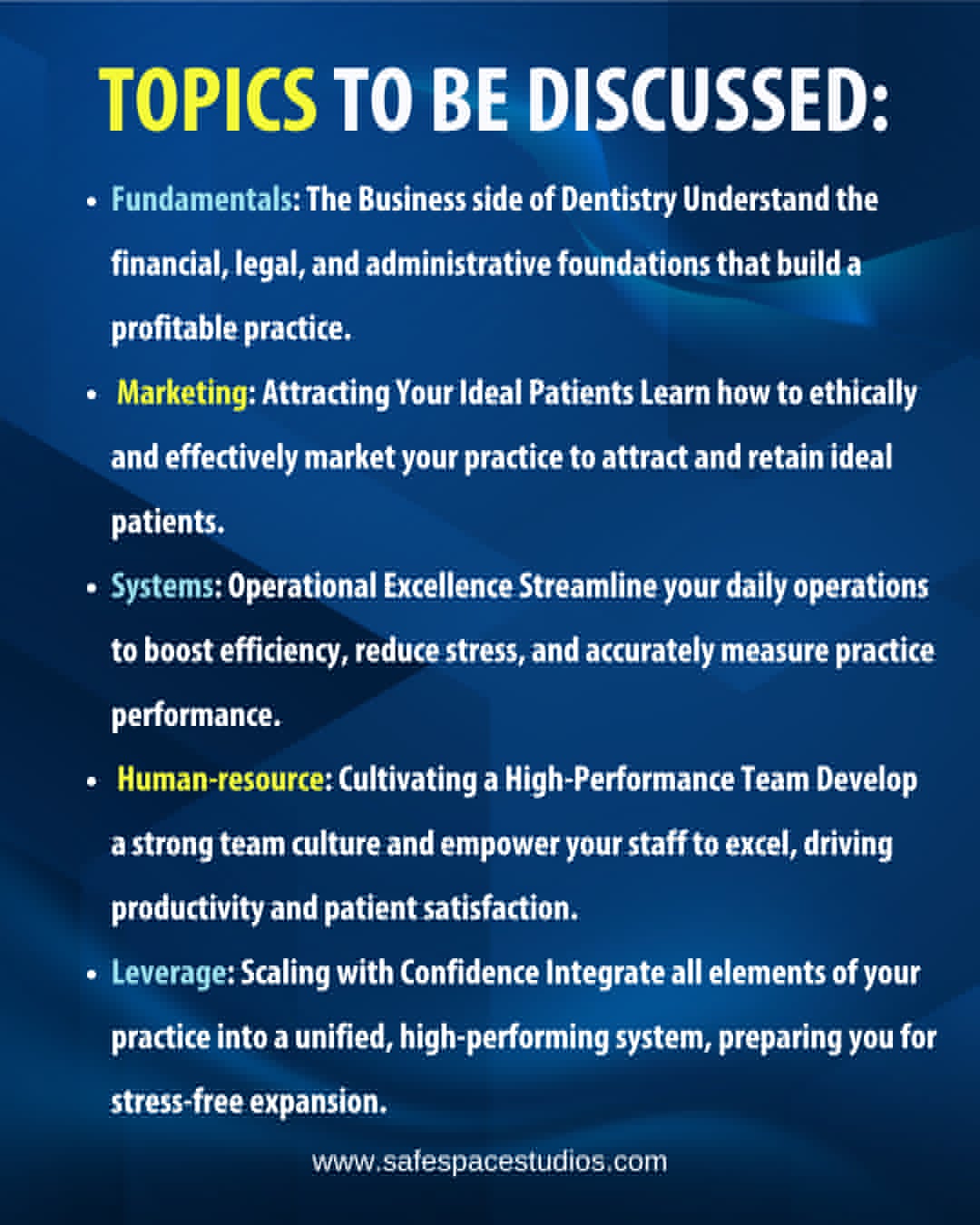 1-Day Business Management Seminar for Dental Clinic Owners